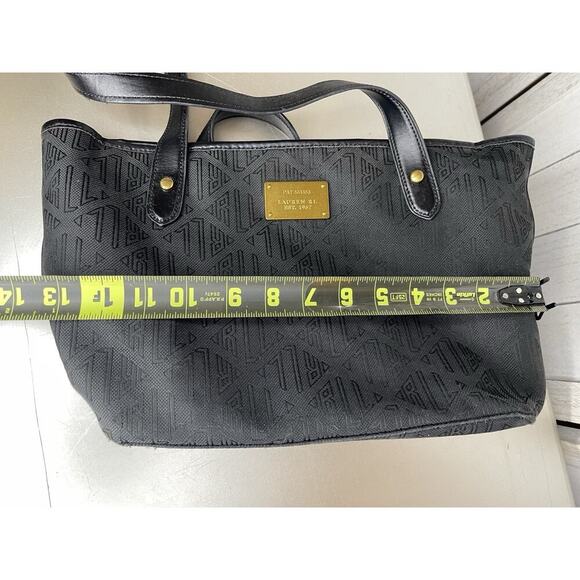 Lauren Ralph Lauren Monogram Canvas Tote Leather Straps Handbag Classic - Picture 10 of 10